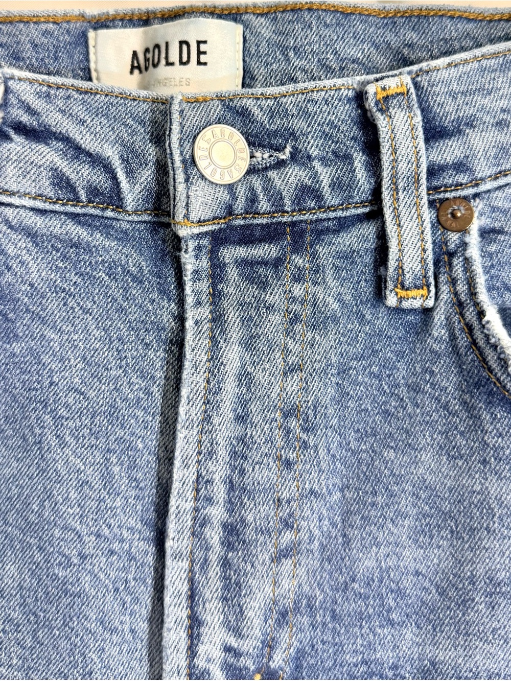 Agolde “Riley” High Rise Straight Leg Distressed Crop Denim Jeans In Wilder Wash - Picture 7 of 15